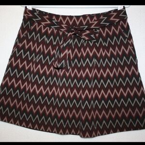 Banana Republic Chevron Skater Skirt in Burgundy, Black and Cream